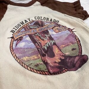 Urban Outfitters Short Sleeve Cowboy‎ Boot T-shirt Brown Cotton Womens XS